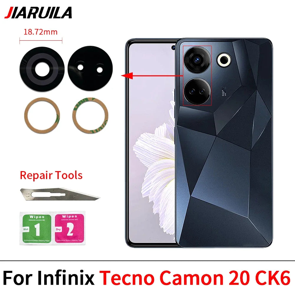 Suitable Camera Glass For Infinix Camon 19 Pro 20 CK6 Phantom X2 Pova 4 5 6 Pro Rear Back Camera glass Lens With Glue