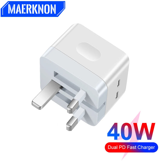 40W PD3.0 USB Type C Charger Phone Charger for iPhone 15 14 13 Xiaomi Huawei Smartphones High-Speed USB-C Fast Charging Adapter