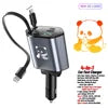 Retractable Car Charger 66W 4 in 1 Fast Charge Car Phone Charger Retractable Cable 2 USB Ports Car Charger Adapter for iPhone 15