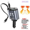 Retractable Car Charger 66W 4 in 1 Fast Charge Car Phone Charger Retractable Cable 2 USB Ports Car Charger Adapter for iPhone 15