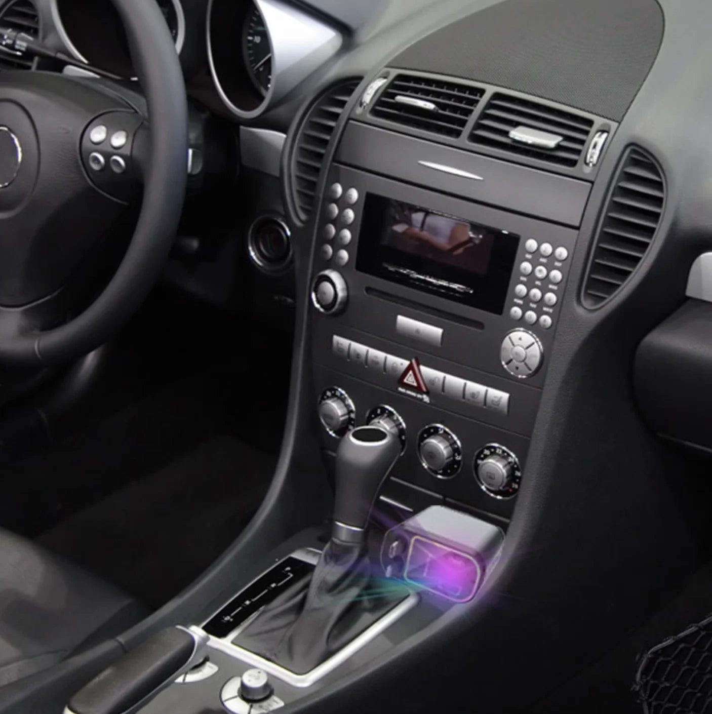 CTX Fast Charging 4 in 1 Retractable Car Phone Station Charger 2 Cables Type C PD Quick Adapter with Ambient Star Light