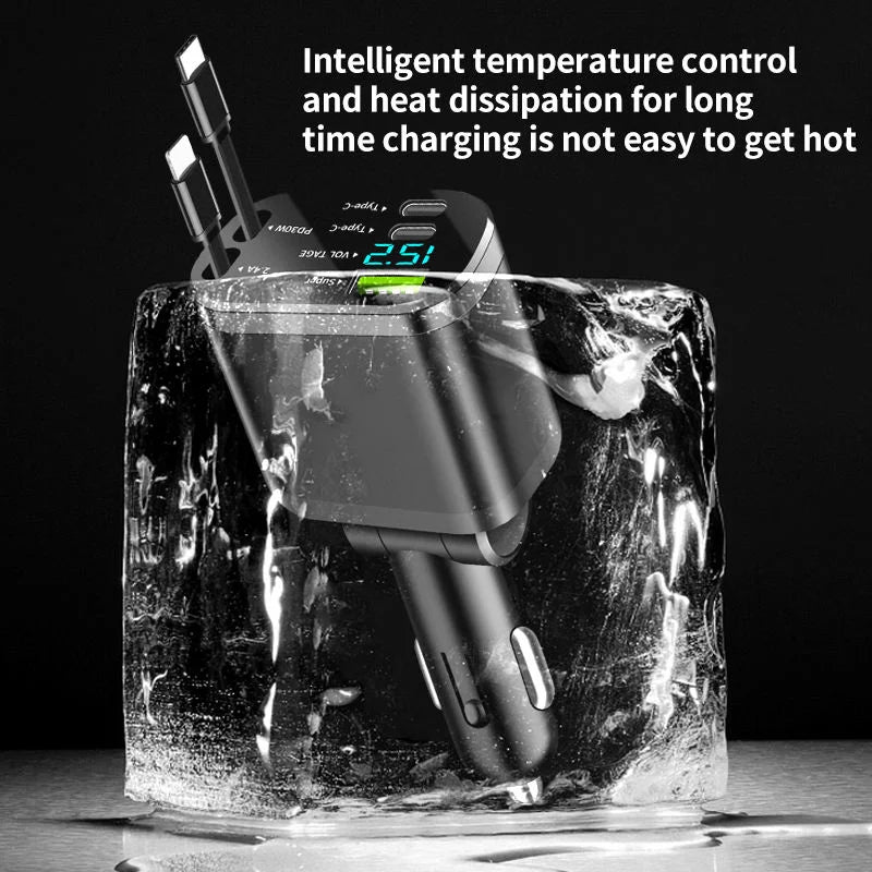 Car Charger 5 Port 65W 12 24V Output TYPE C Car Adapters with QC 3.0 Function