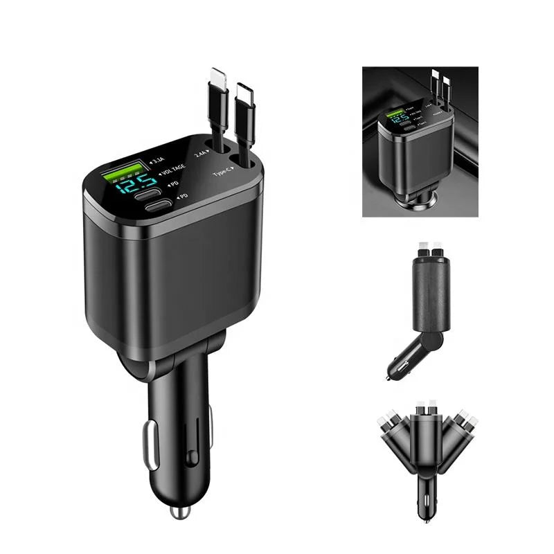 Car Charger 5 Port 65W 12 24V Output TYPE C Car Adapters with QC 3.0 Function