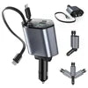 Retractable Car Charger 66W 4 in 1 Fast Charge Car Phone Charger Retractable Cable 2 USB Ports Car Charger Adapter for iPhone 15