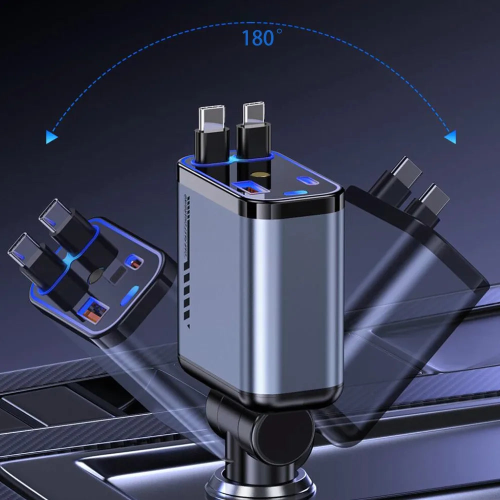 1-Starlight Retractable Car Charger 15W/20W Output Multifunction Car Phone Charger for Phone Electric Retractable Cable OTP Box