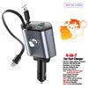 Retractable Car Charger 66W 4 in 1 Fast Charge Car Phone Charger Retractable Cable 2 USB Ports Car Charger Adapter for iPhone 15