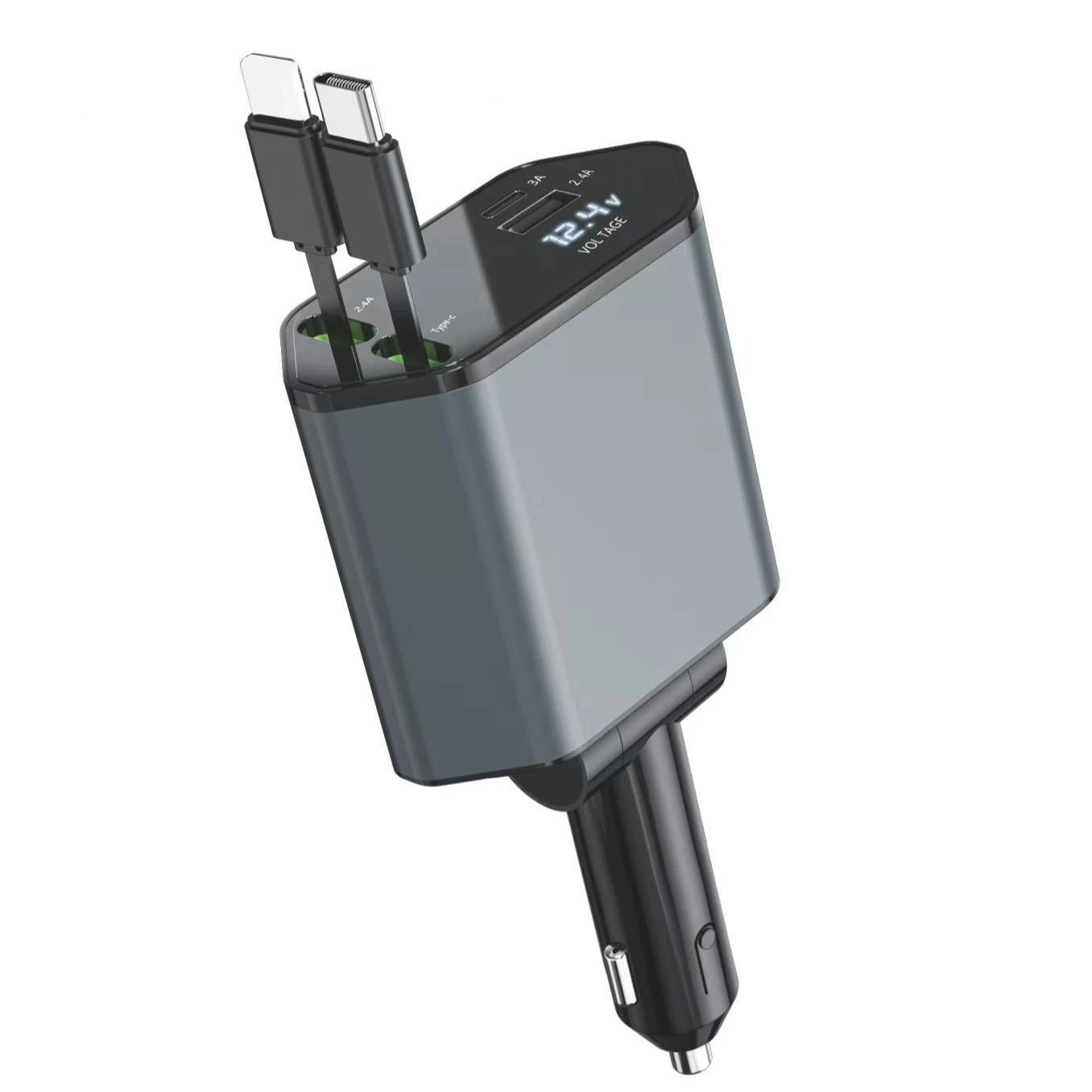 Trending Products 2025 100W 4 in 1 Super Fast Charge Car Phone Charger With Digital Display Type c for iphone 15 Pro Max 16 14