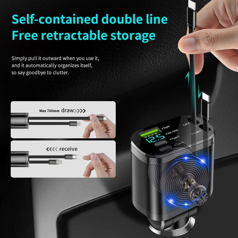 Car Charger 5 Port 65W 12 24V Output TYPE C Car Adapters with QC 3.0 Function