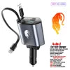 Retractable Car Charger 66W 4 in 1 Fast Charge Car Phone Charger Retractable Cable 2 USB Ports Car Charger Adapter for iPhone 15