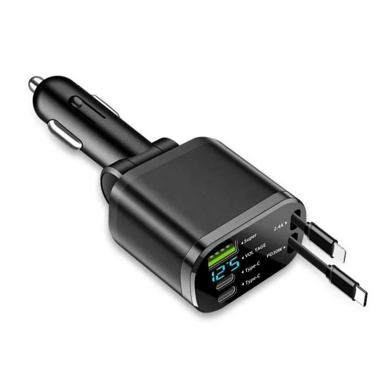Car Charger 5 Port 65W 12 24V Output TYPE C Car Adapters with QC 3.0 Function