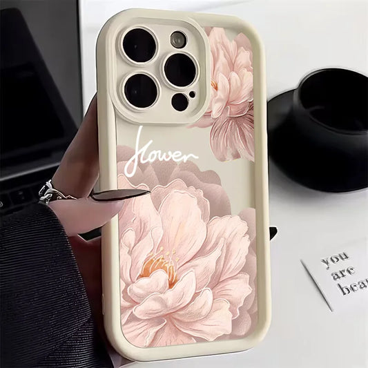 Case For iPhone 16 15 14 13 12 11 Pro Max Beautiful Flower Silicone TPU Phone Cover For iPhone 15 Cases