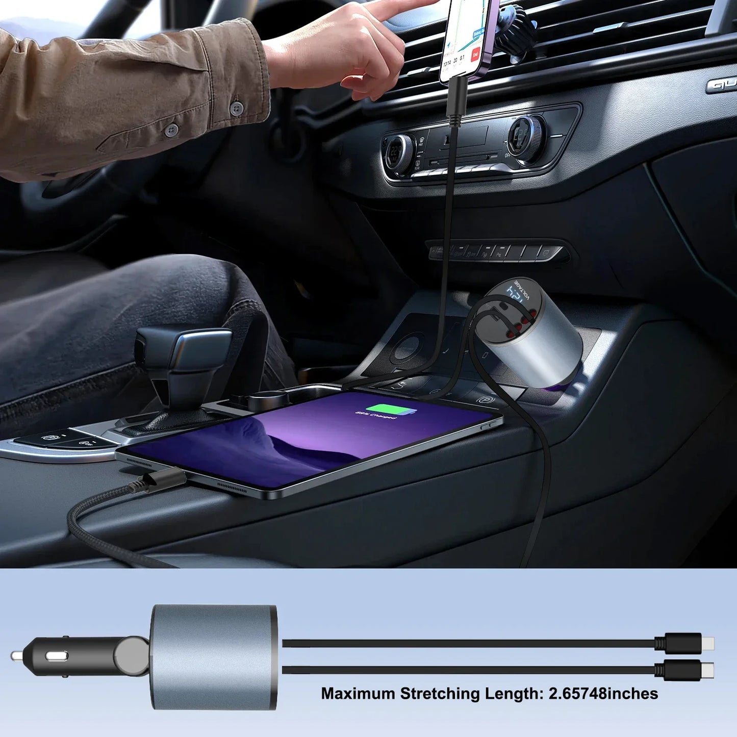 2024 Upgraded 120W Phone Charger, Dual USB Ports, Compatible with iPhone & Android, Safe and Convenient Car Accessory