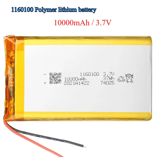 1160100  High Capacity 10000mah 3.7V Thickness 11mm Lipo Battery Rechargeable Flat Battery Laptop Batteries Power Bank