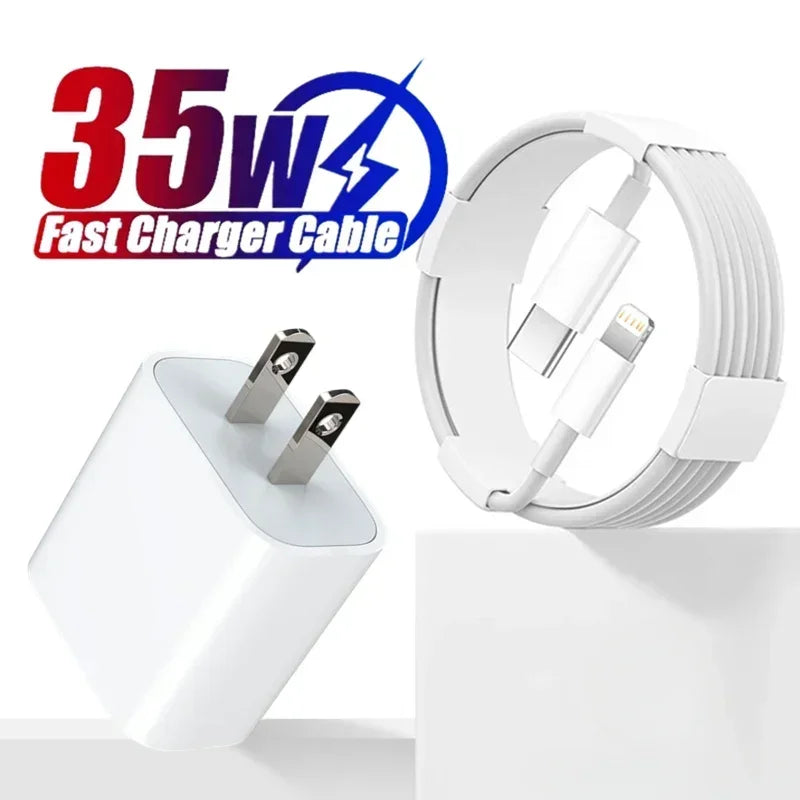 35w PD Fast Charger for iPhone 13 Pro 14 Plus 11 12 mini XS Max XR X iPad Air Quick Charging Cable USB-C Power Adapter