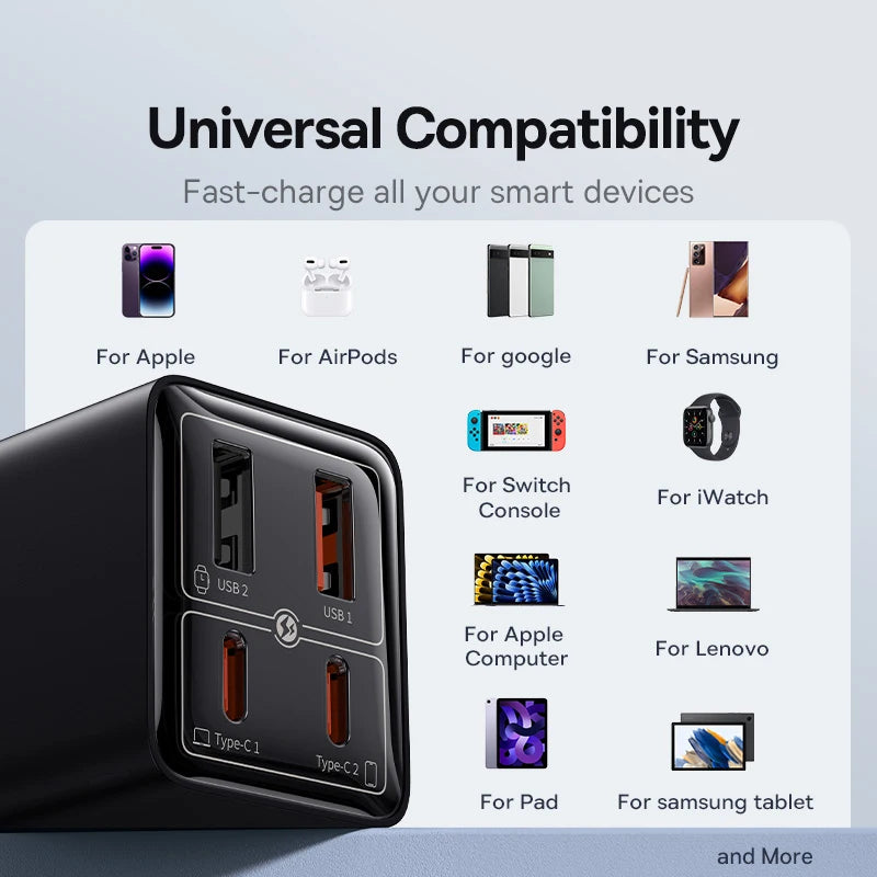 【New Sale】Baseus 65W USB C Charger GaN Charger Support QC PD Charge Portable Fast Charger For iPhone 17 16 15 Laptop Charger