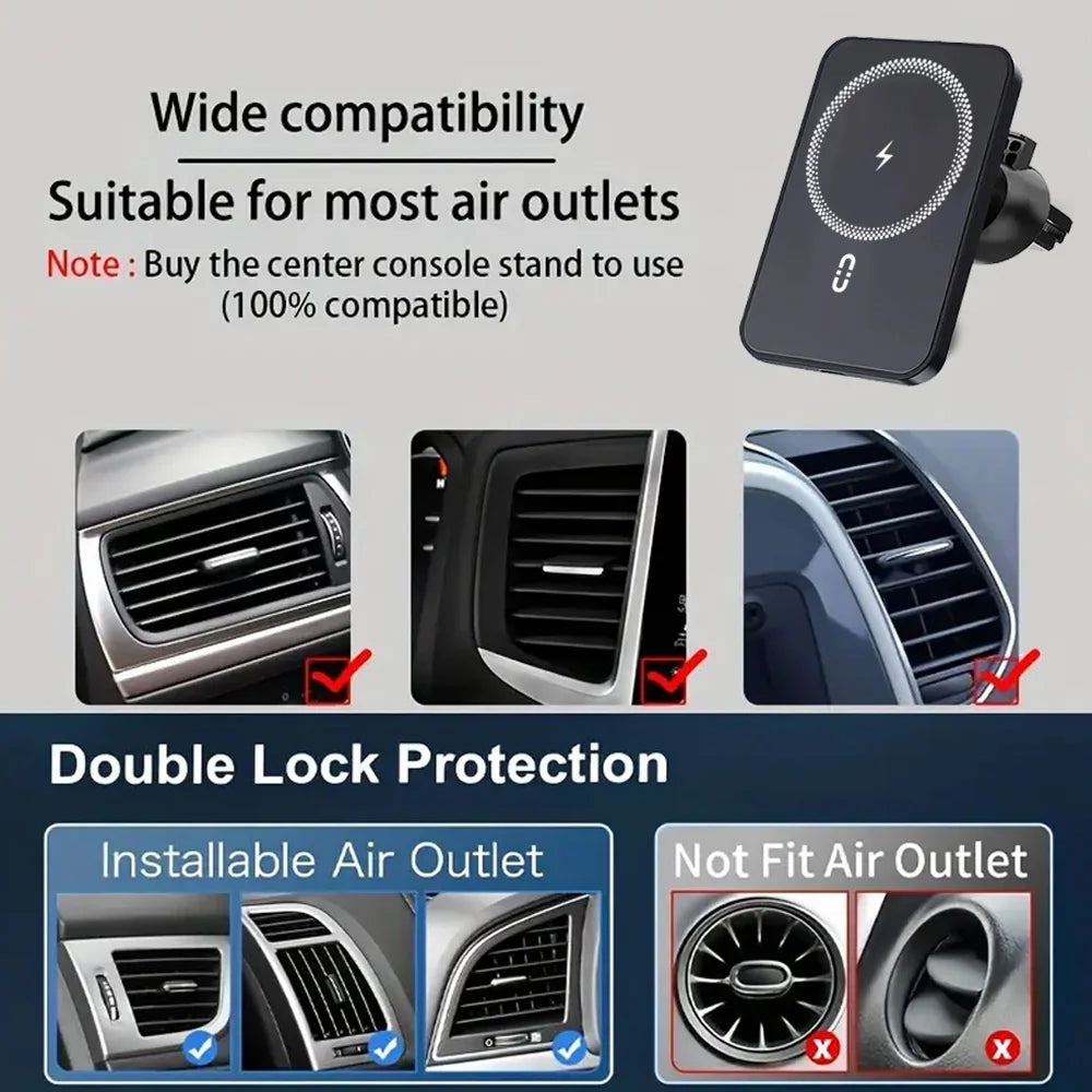 100W Magnetic Wireless Car Charger for iPhone16/15/14/13-Quick Charge,Compatible with Mag-Safe Car Chargers,Dual Mount Charger