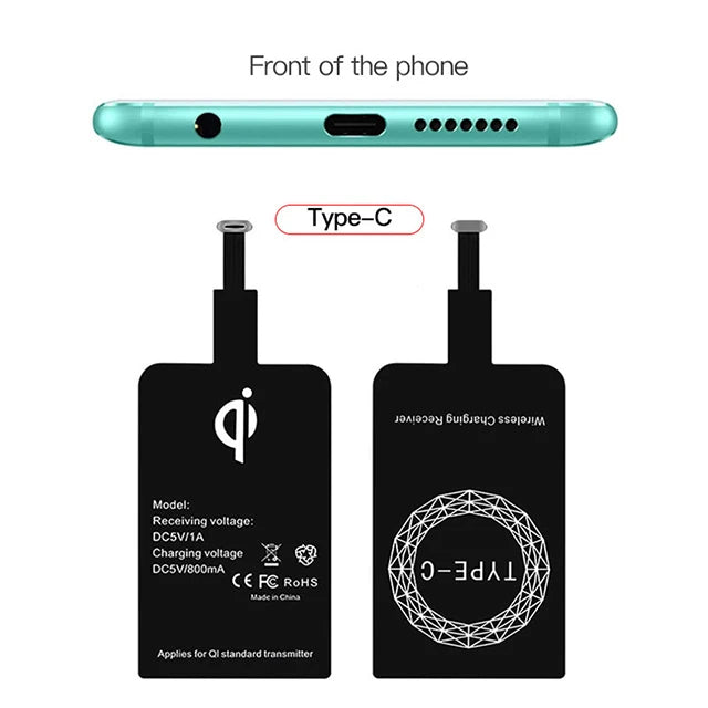 Wireless Charger Receiver Support Type C/Micro USB/8 pin Fast Wireless Charging Adapter For iPhone 7 6 5 Android Wireless Charge