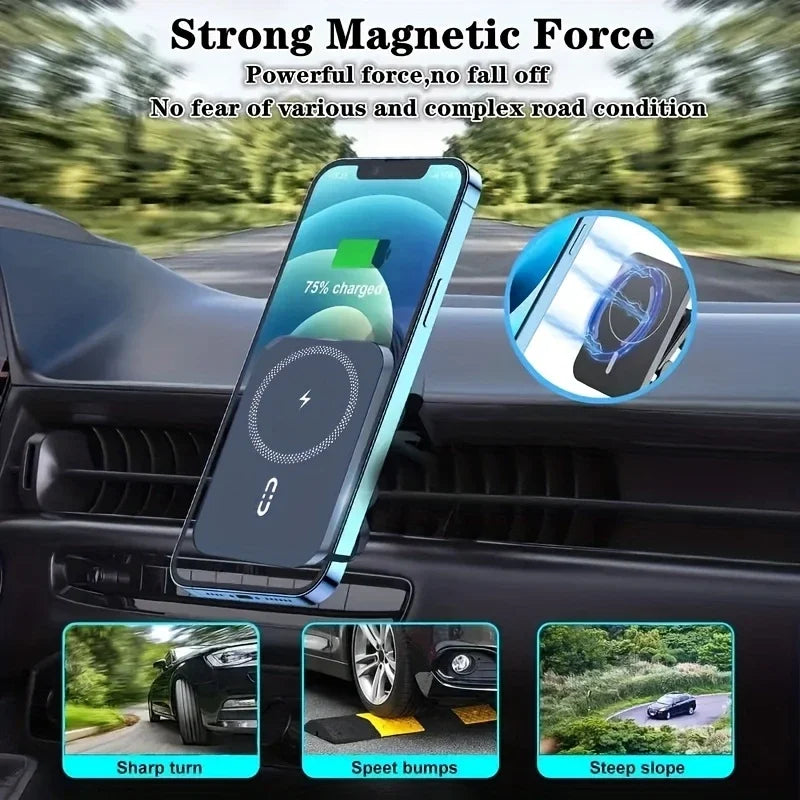 100W Magnetic Wireless Car Charger for iPhone16/15/14/13-Quick Charge,Compatible with Mag-Safe Car Chargers,Dual Mount Charger