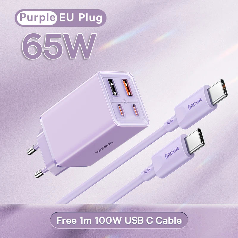 【New Sale】Baseus 65W USB C Charger GaN Charger Support QC PD Charge Portable Fast Charger For iPhone 17 16 15 Laptop Charger