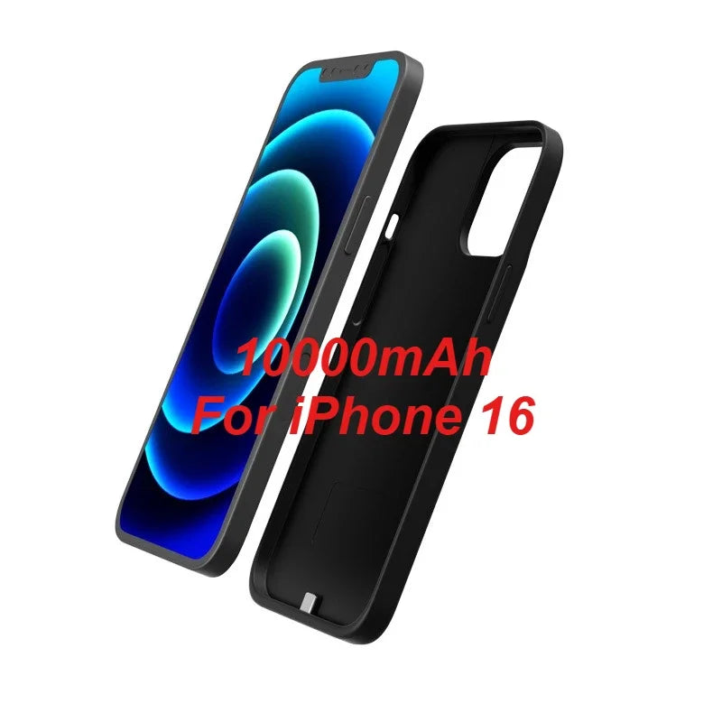 10000mAh Smart Battery Case for iPhone 16 15 14 Pro Max Portable Power Bank Charging Charger Cover for iPhone 16 15 14 Plus