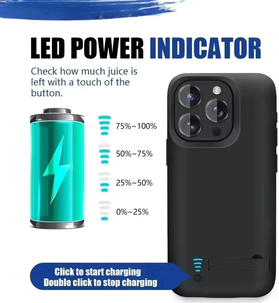 10000Mah Battery Case For iphone 16 Plus 17 Air 15 14 13 Mini 12 11 Pro Max X XS XR XS 6 6S 7 8 Battery Charger Case Power Bank