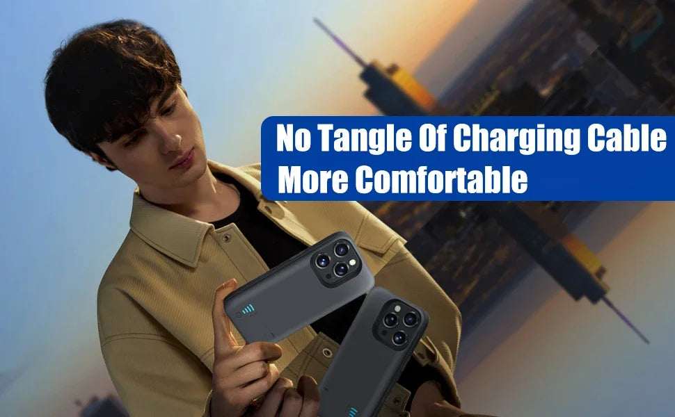 10000Mah Battery Case For iphone 16 Plus 17 Air 15 14 13 Mini 12 11 Pro Max X XS XR XS 6 6S 7 8 Battery Charger Case Power Bank