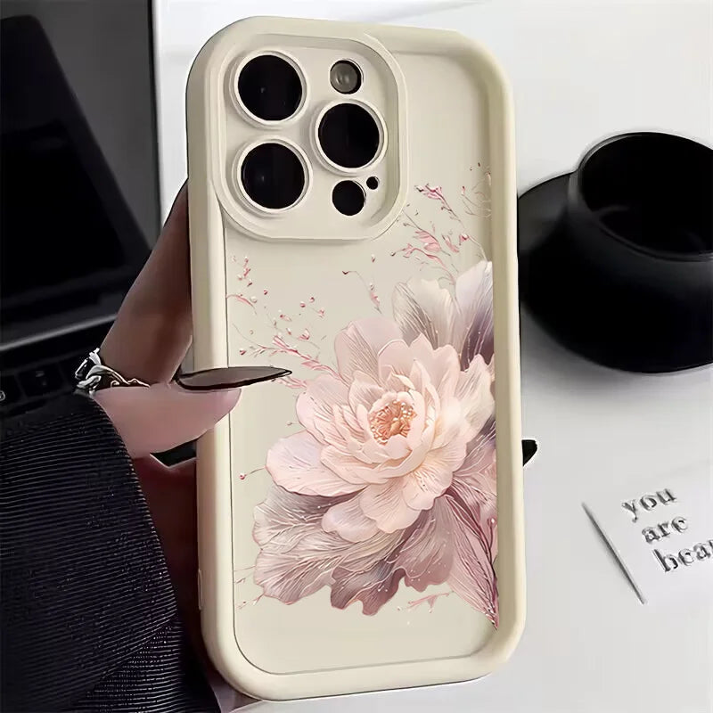 Case For iPhone 16 15 14 13 12 11 Pro Max Beautiful Flower Silicone TPU Phone Cover For iPhone 15 Cases