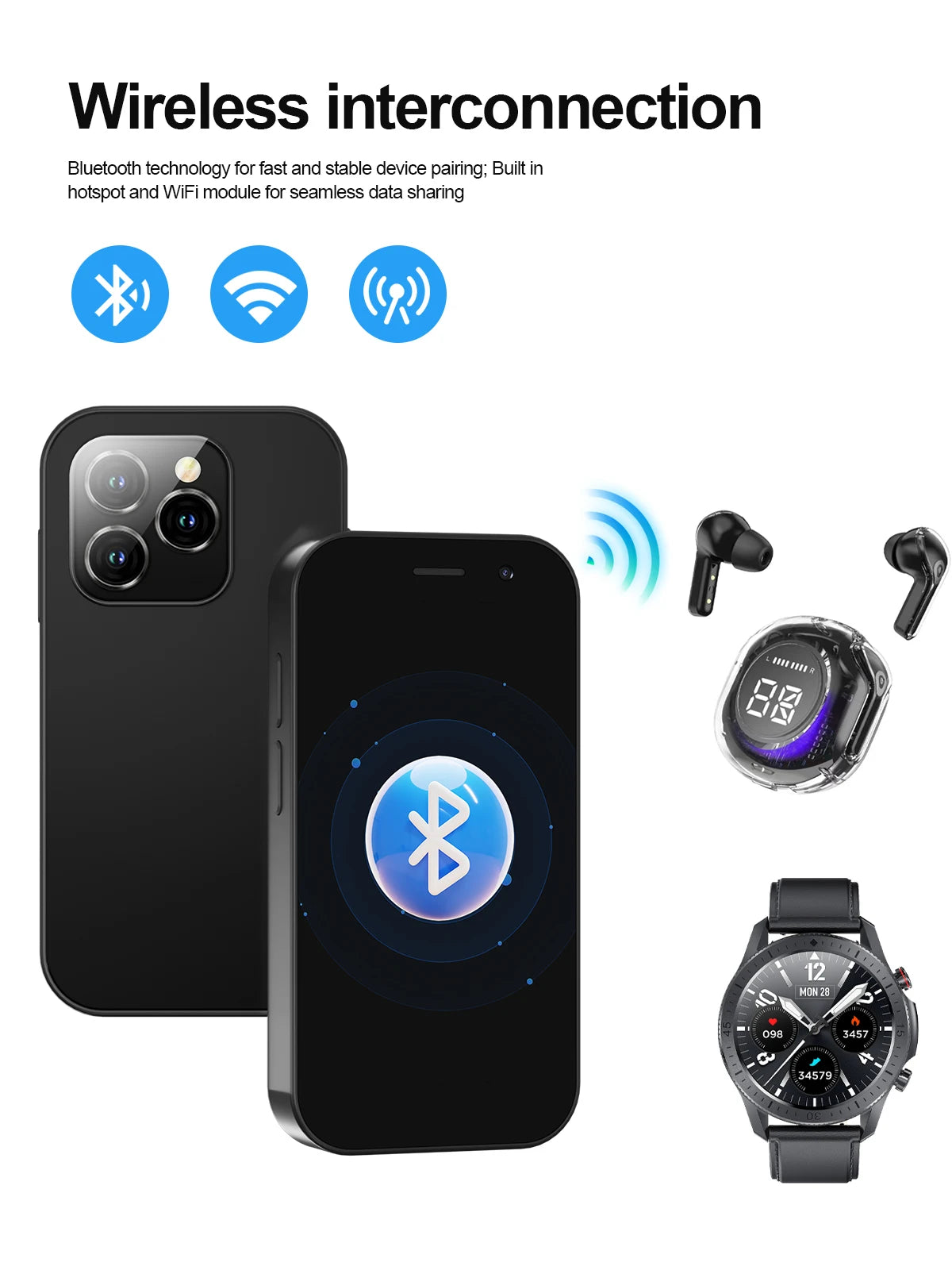 2024 New SERVO KING8000 Mini Smartphone Android 4G LTE Global GPS 3" Display 5MP Camera WIFI Small Mobile Phones 2000mAh Battery