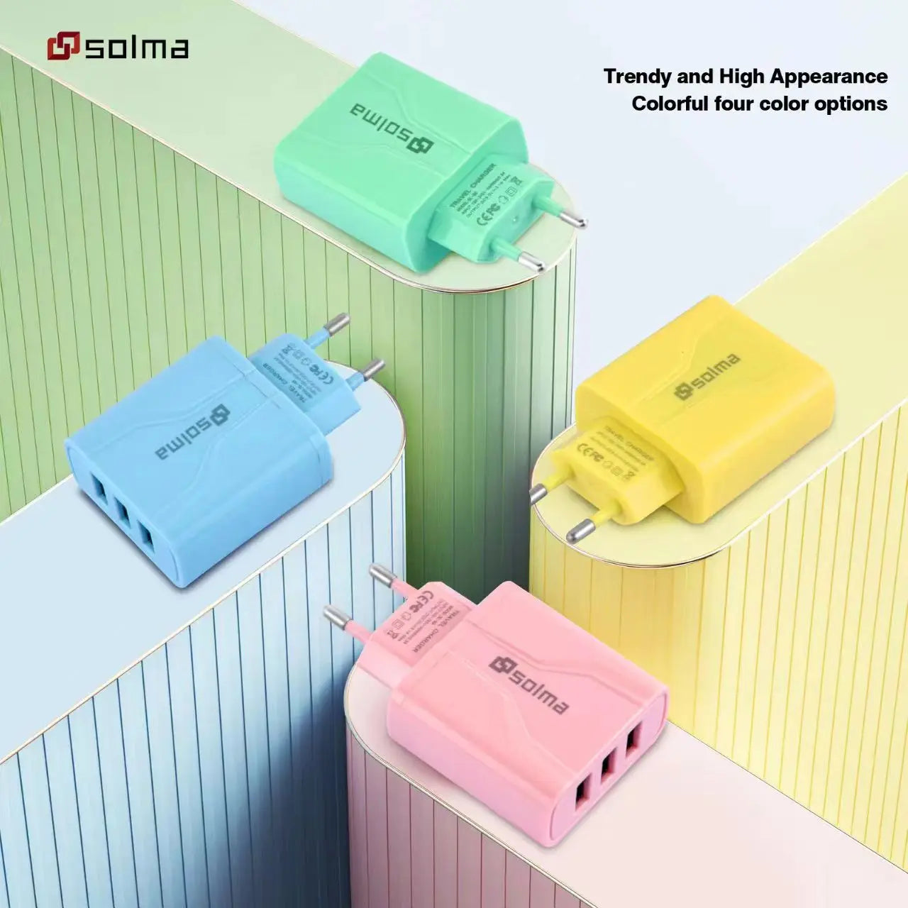 3-Port USB Charger Wall Charger, Multi USB Power Adapter for iPhone, Android Phones, Mobile Phones, Cameras and MP3