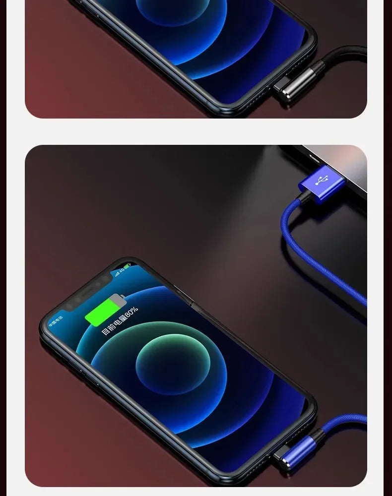 90 Degree USB Cable For iPhone 14 13 12 11 Pro Max X XR 6s 7 8 Plus 2m 3m Lead Mobile Phone Fast Charging Cord Data Charger Wire