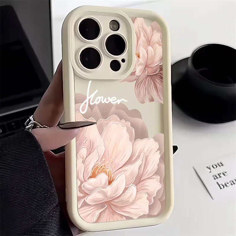 Case For iPhone 16 15 14 13 12 11 Pro Max Beautiful Flower Silicone TPU Phone Cover For iPhone 15 Cases