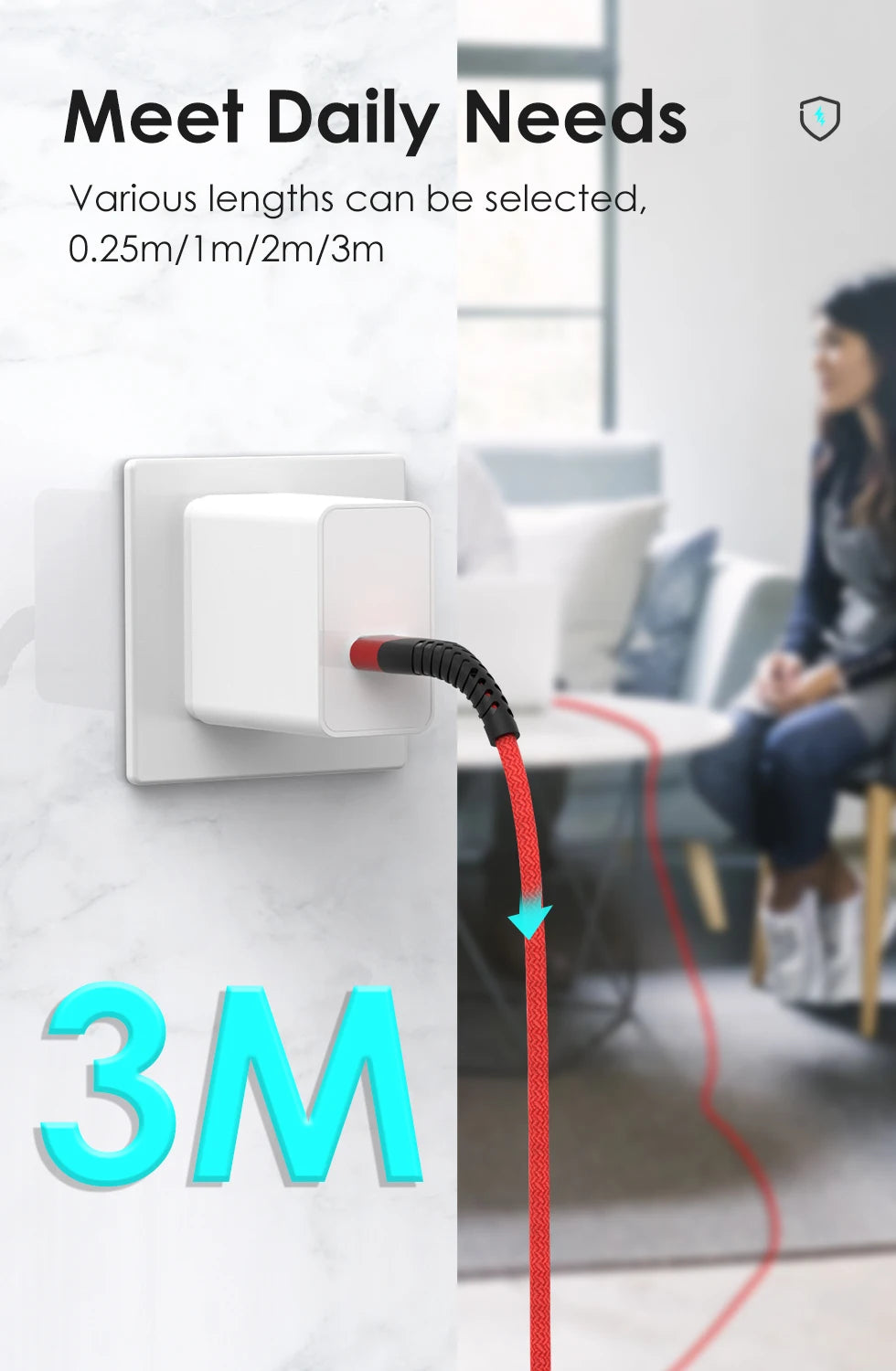 USB Cable For iPhone 14 13 12 11 Pro Max 6 6s 7 8 Plus XS X XR SE iPad 3A Fast Charging Phone Data Sync Wire Cord 0.25M 1M 2M 3M