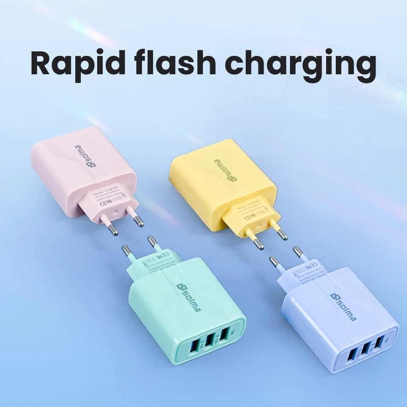 3-Port USB Charger Wall Charger, Multi USB Power Adapter for iPhone, Android Phones, Mobile Phones, Cameras and MP3