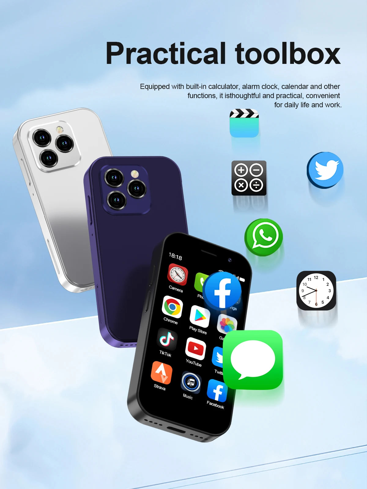 2024 New SERVO KING8000 Mini Smartphone Android 4G LTE Global GPS 3" Display 5MP Camera WIFI Small Mobile Phones 2000mAh Battery