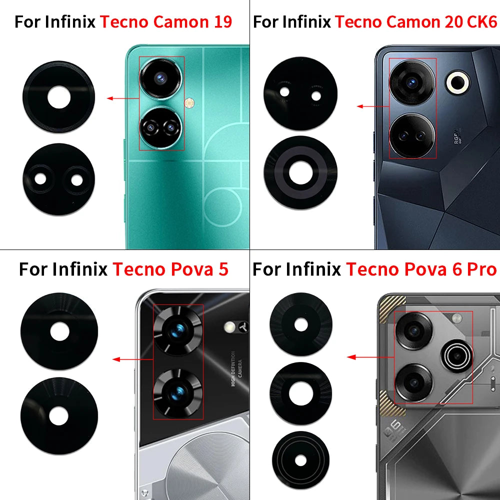 Suitable Camera Glass For Infinix Camon 19 Pro 20 CK6 Phantom X2 Pova 4 5 6 Pro Rear Back Camera glass Lens With Glue