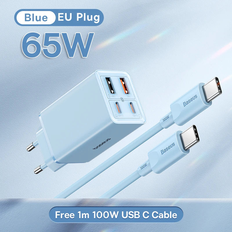 【New Sale】Baseus 65W USB C Charger GaN Charger Support QC PD Charge Portable Fast Charger For iPhone 17 16 15 Laptop Charger