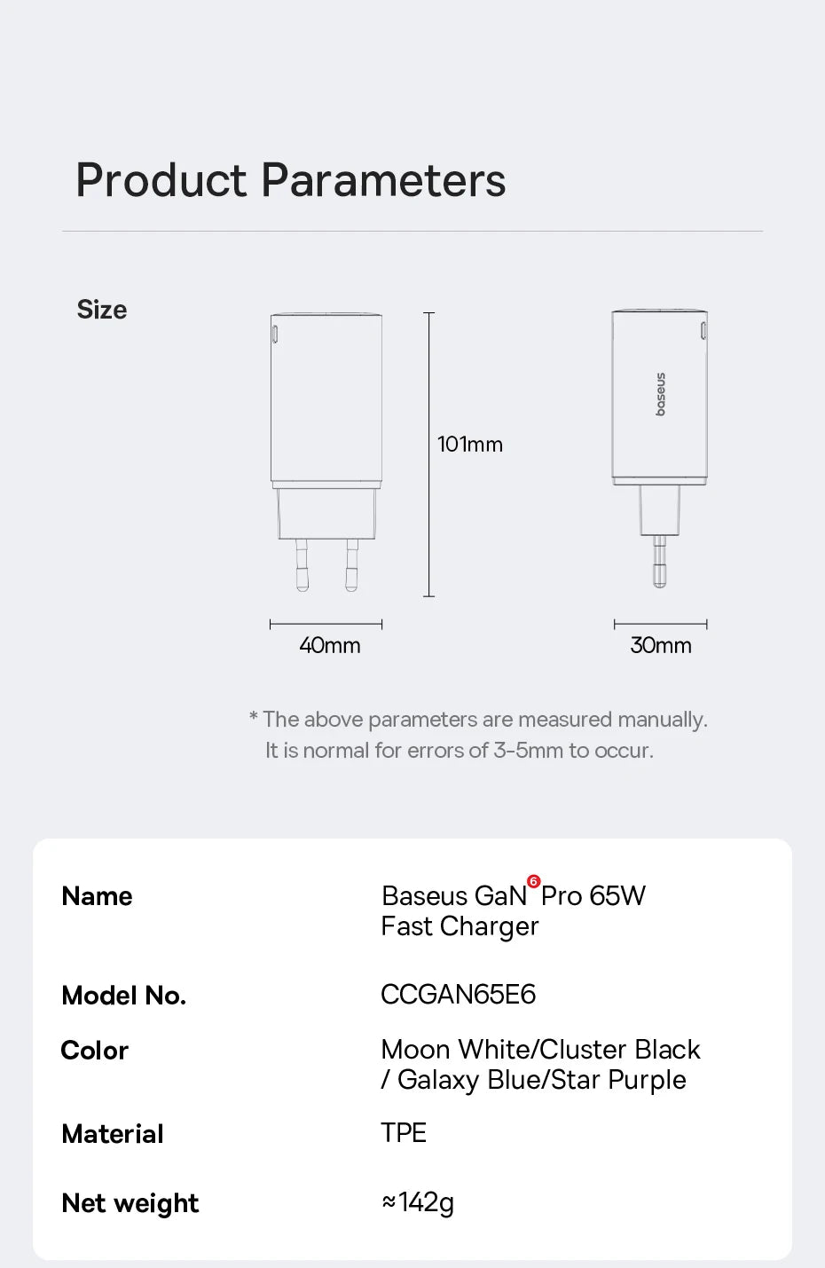【New Sale】Baseus 65W USB C Charger GaN Charger Support QC PD Charge Portable Fast Charger For iPhone 17 16 15 Laptop Charger