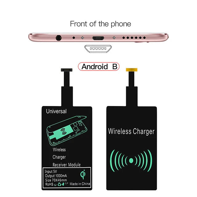 Wireless Charger Receiver Support Type C/Micro USB/Lightning Fast Wireless Charging Adapter For iPhone 5 Android Wireless Charge