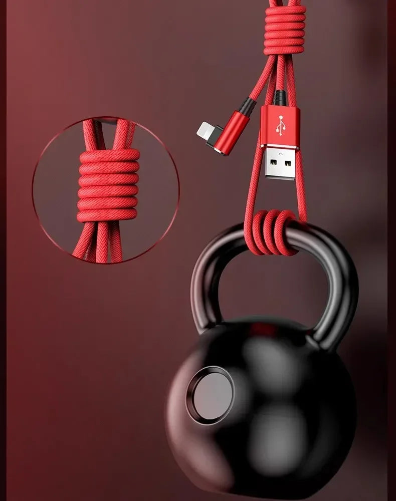 90 Degree USB Cable For iPhone 14 13 12 11 Pro Max X XR 6s 7 8 Plus 2m 3m Lead Mobile Phone Fast Charging Cord Data Charger Wire