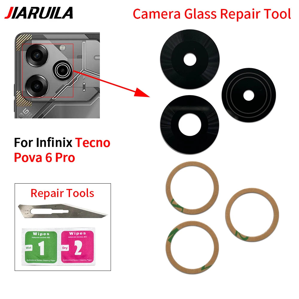 Suitable Camera Glass For Infinix Camon 19 Pro 20 CK6 Phantom X2 Pova 4 5 6 Pro Rear Back Camera glass Lens With Glue