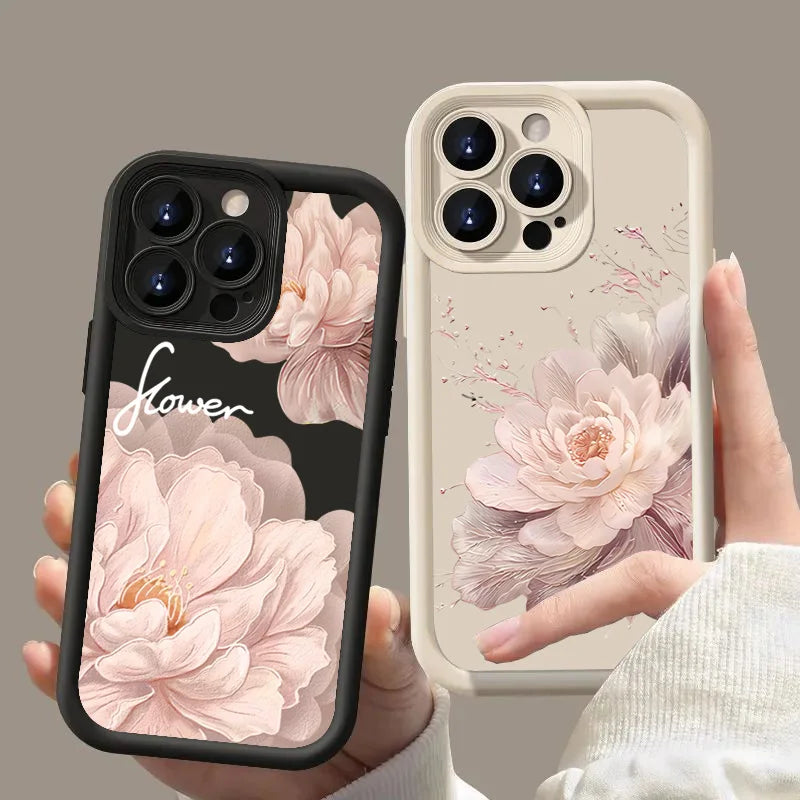 Case For iPhone 16 15 14 13 12 11 Pro Max Beautiful Flower Silicone TPU Phone Cover For iPhone 15 Cases