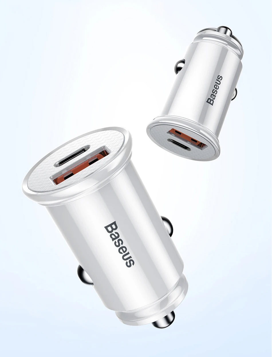 Baseus USB Car Charger Quick Charge 4.0 QC4.0 QC3.0 PPS SCP 5A PD Type C 30W Fast Car USB Charger For iPhone Xiaomi Mobile Phone