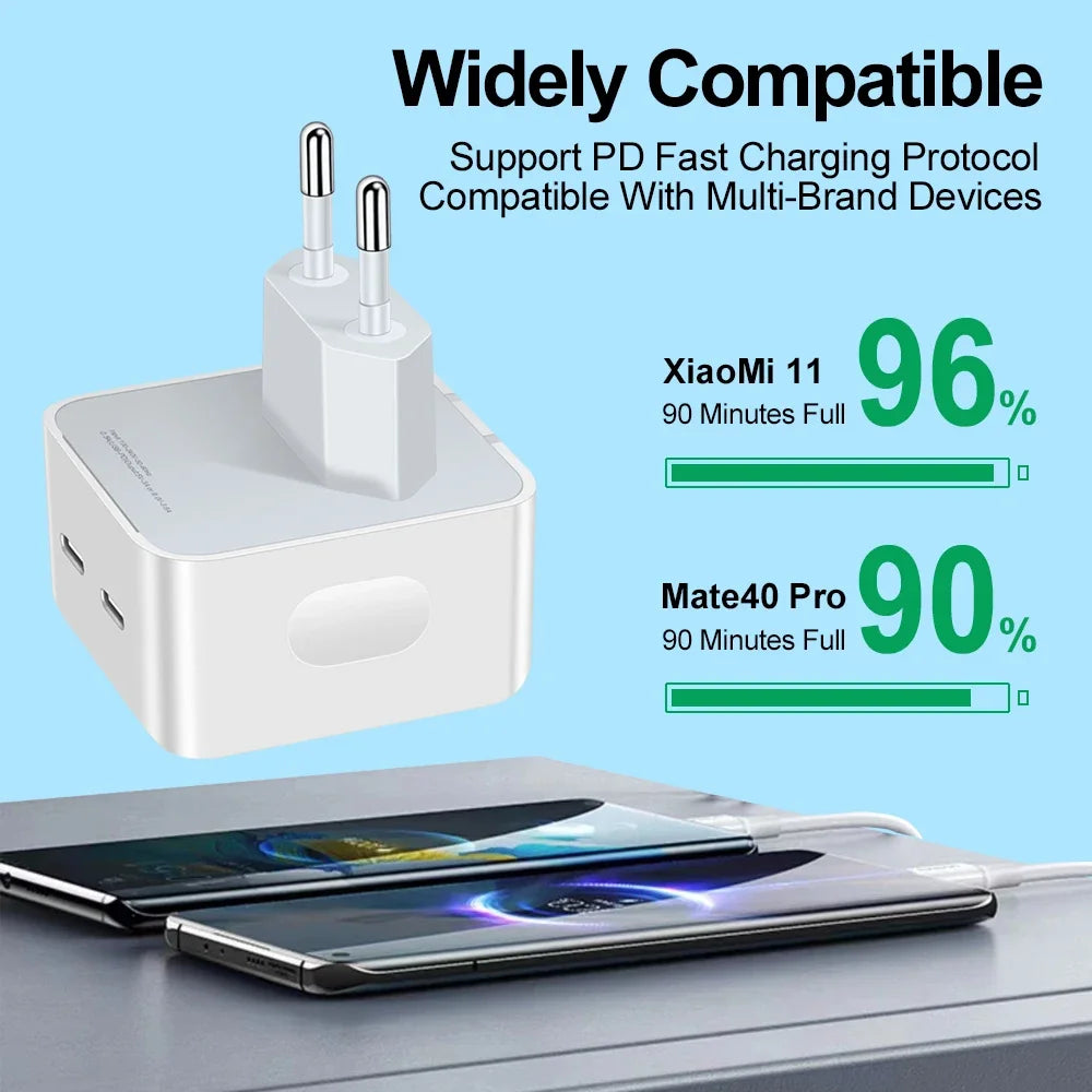40W PD3.0 USB Type C Charger Phone Charger for iPhone 15 14 13 Xiaomi Huawei Smartphones High-Speed USB-C Fast Charging Adapter
