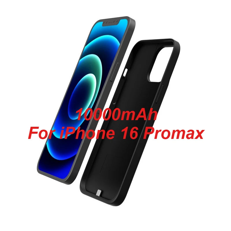 10000mAh Smart Battery Case for iPhone 16 15 14 Pro Max Portable Power Bank Charging Charger Cover for iPhone 16 15 14 Plus