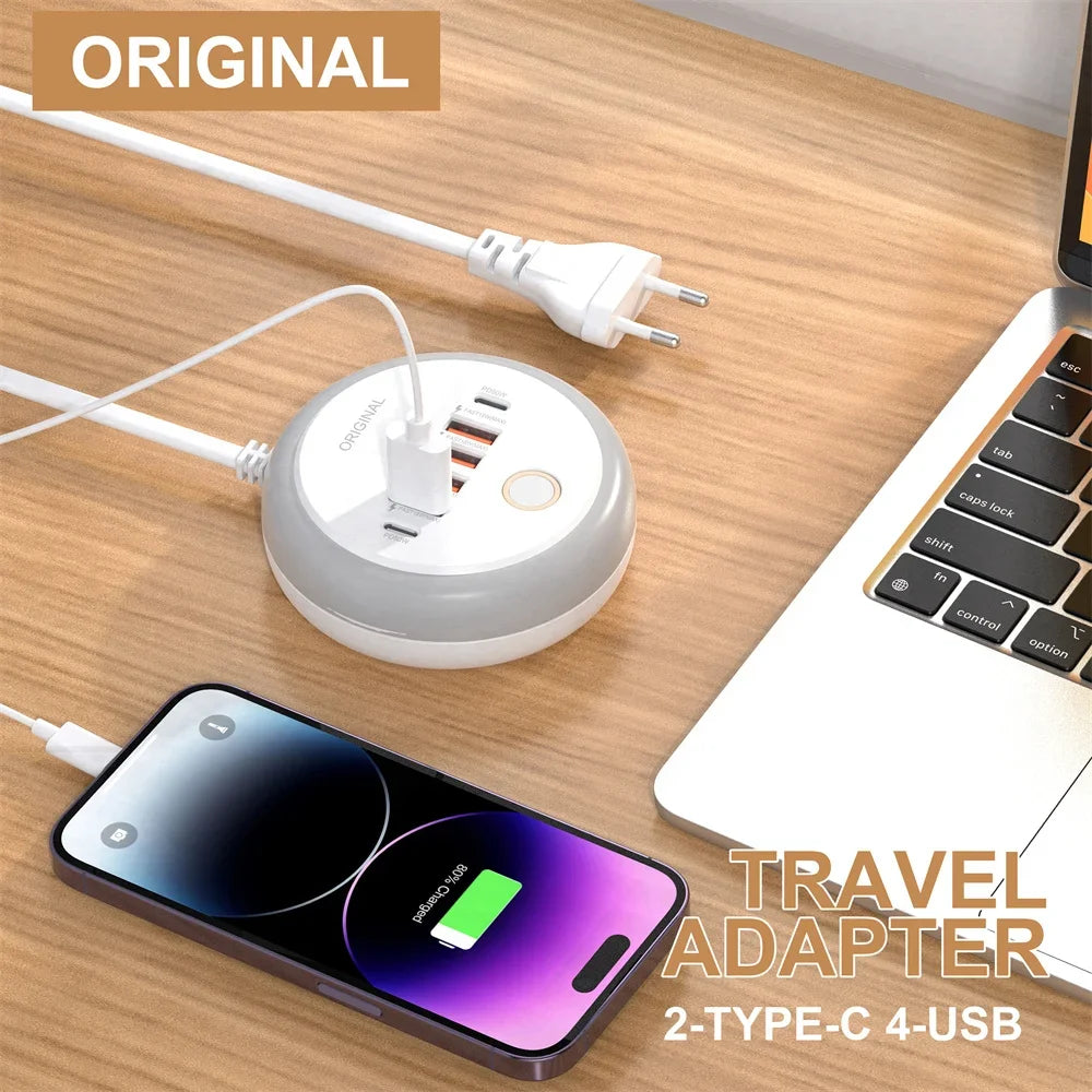 50W Power Strip Multi Port USB C Socket Type C Fast Charging Wall Charger USB Adapter For iPhone12 13 Quick Mobile Phone Charger