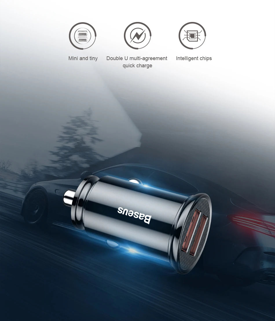 Baseus USB Car Charger Quick Charge 4.0 QC4.0 QC3.0 PPS SCP 5A PD Type C 30W Fast Car USB Charger For iPhone Xiaomi Mobile Phone