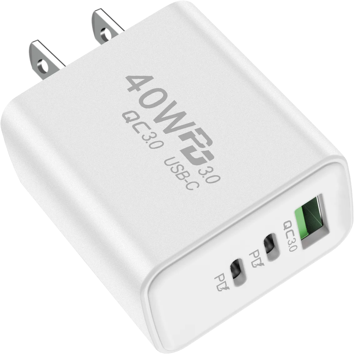 USB C Charger 40W Mobile Phone Type-C PD Fast Charging High Speed Quick Charge 3.0 Wall Adapter Multiple Ports for iPhone Xiaomi