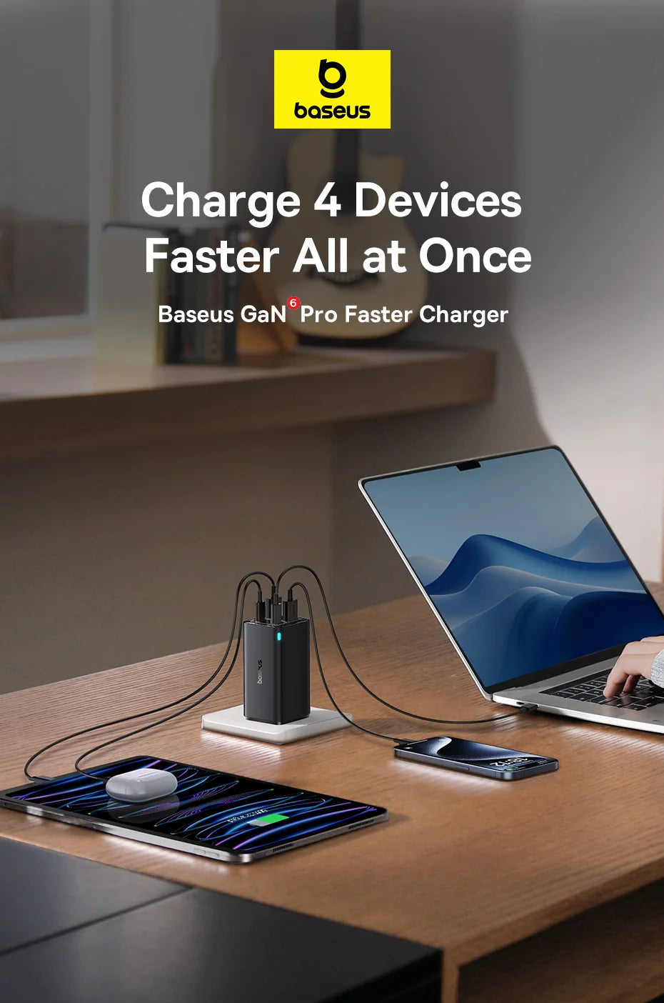 【New Sale】Baseus 65W USB C Charger GaN Charger Support QC PD Charge Portable Fast Charger For iPhone 17 16 15 Laptop Charger