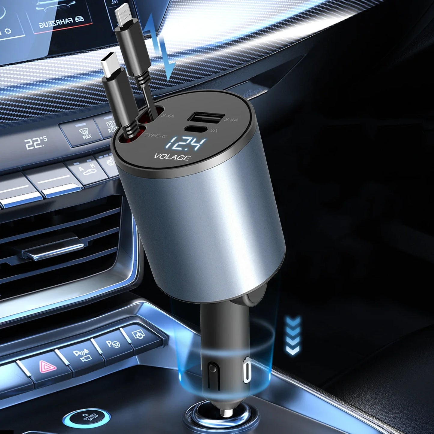 2024 Upgraded 120W Phone Charger, Dual USB Ports, Compatible with iPhone & Android, Safe and Convenient Car Accessory