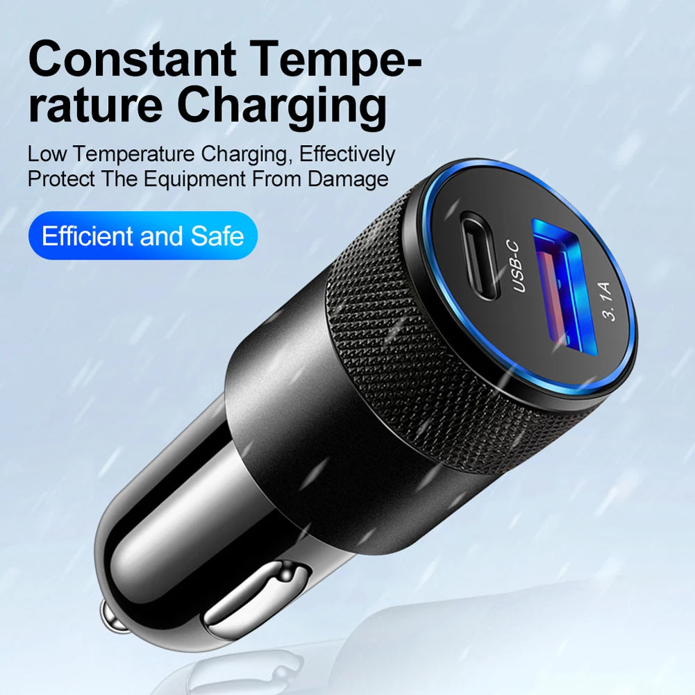 66W USB Car Charger Quick Charge 3.0 USB Type C Fast Charging Phone Adapter For Iphone Laptops Tablets